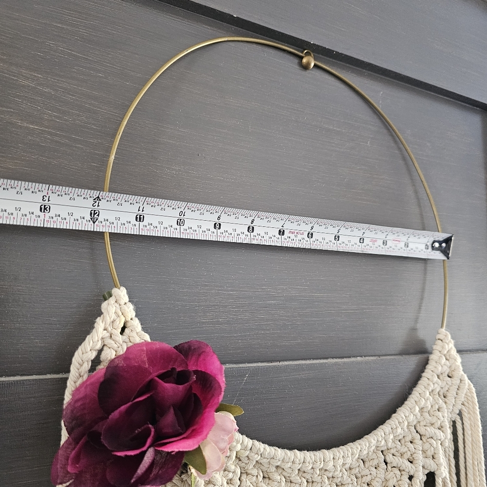 Boho Macrame floral wreath wall tapestry - Picture 5 of 7